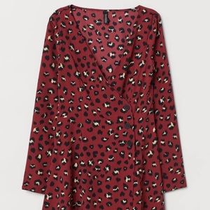 Dark red/leopard print dress